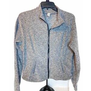 Yogalicious Womens Ultra Soft Lightweight Full Zip Yoga Gray Jacket Pockets Sz L